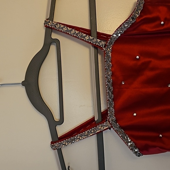 VTG 1960s HANDMADE Red Satin Rhinestone Faux Fur Valentine's Portrait Outfit - Picture 4 of 14